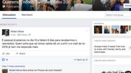 Mensagens trocadas em grupo no Facebook