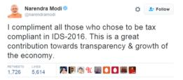 Tuíte de Narendra Modi
