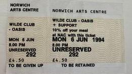 Oasis ticket for Norwich Arts Centre