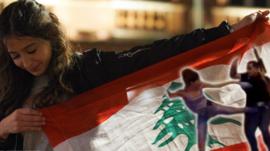 Female protesters in Lebanon