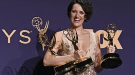 Phoebe Waller-Bridge with her Emmy awards