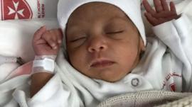 A Bedouin baby in the Holy Family hospital