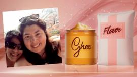 Photo of contributor next to ghee pot and flour