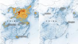 Antes y después del coronavirus: las imágenes que muestran la sorprendente caída de la contaminación del aire en China