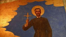 A painting of a missionary priest in Japan, at the Twenty-Six Martyrs Museum