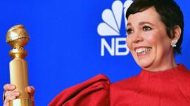 Olivia Colman with her Golden Globe