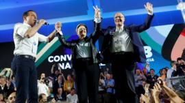 João Doria, Ana Amélia e Geraldo Alckmin em convenção do PSDB em agosto