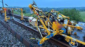 A damaged railway trolley