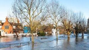 The River Wey floods Guildford
