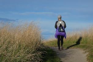 Woman on a path in Kaikoura, New Zealand