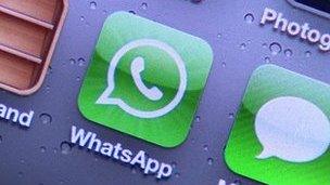 WhatsApp icon on a smartphone