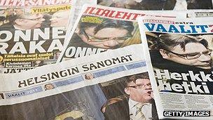 Finnish newspaper front pages