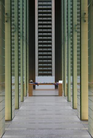 A corridor in the Remembrance Hall of the Nagasaki Peace Memorial Hall for the Atomic Bomb Victims