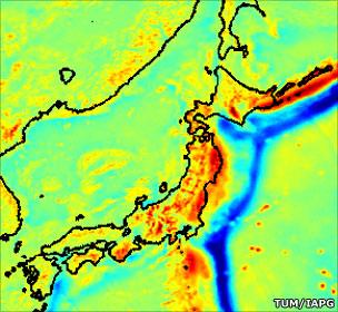Japan trench gravity image