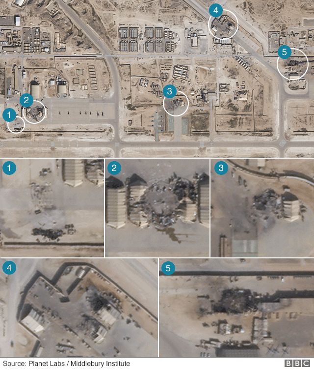 Kambi ya Al Asab nchini Iraq ilioharibia na mashambulio ya kulipiza kisasi mauaji ya kamanda mkuu wa Iran