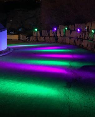 Colourful lights on a path