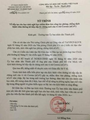 Sở GD-ĐT TP.HCM đã có tờ trình gửi UBND TP.HCM đề xuất tiếp tục cho học sinh nghỉ học