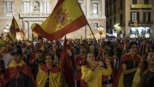 Anti-independence demonstrators in Barcelona. September 30, 2017