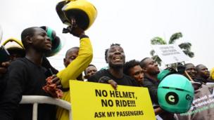 Okada riders protesting
