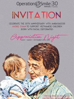 Poster có hình Thành Long của tổ chức Operation Smile