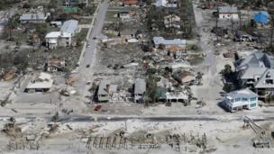Devastaciones del Huracán Michael en Florida y México Beach 