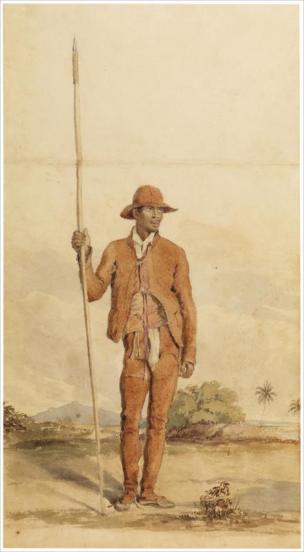 Sertanejo no sertão de Pernambuco, em desenho de Charles Landseer, datado de 1825-26