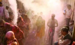 A group of people at holi