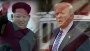 Rais wa Korea Kaskazini Kim Jong Un na rais Donald Trump