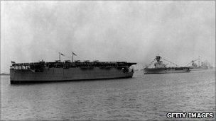 HMS Hermes and HMS Argus at Spithead review in 1924