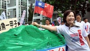 Protestors in Taipei say disputed islands belong to Taiwan.