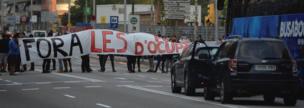 Roadblock on Gran Via in central Barcelona, 3 Oct 17