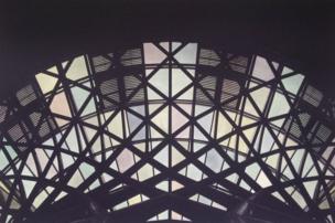 A tinted picture of a station roof