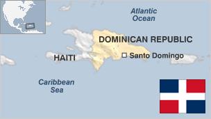 Map and flag of the Dominican Republic