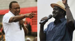 Uhuru Kenyatta (lkushoto) alitangazwa kumshinda Raila Odinga katika uchaguzi wa marudio 2017