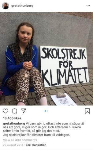 Thunberg, İsveç parlamentosunun önünde de eylem yaptı