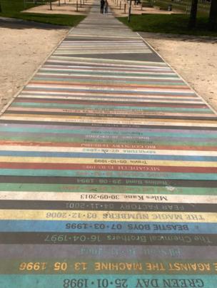Pathway with names of bands on