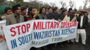 South Waziristan residents hold a protest in 2013