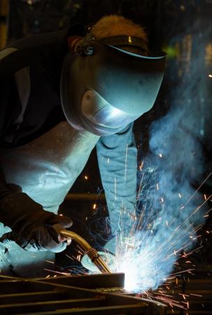 A steel worker at work