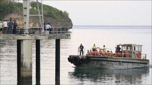 Patrol boat transporting suspected illegal immigrants to an Australian government immigration detention centre on Christmas Island