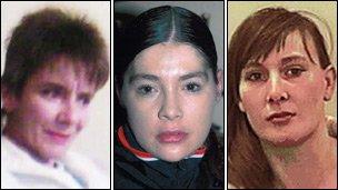 Bradford prostitutes (left to right) Susan Rushworth, 43, Suzanne Blamires, 36, and Shelley Armitage, 31