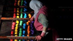 A coloured egg factory in Germany