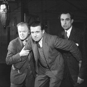 John Mann as Snowey White, Duncan Carse as Dick Barton and Alex McCrindle as Jock Anderson in 'Dick Barton - Special Agent'