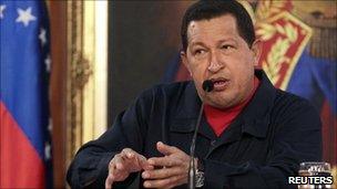 Venezuelan President Hugo Chavez in a file photo from 2 July