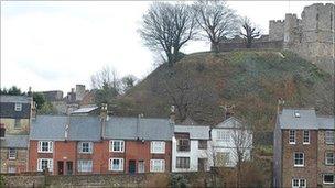 Lewes Castle and houses.