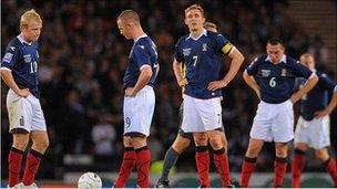 Scotland players during Netherlands match