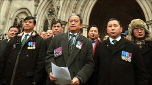 Gurkhas outside the High Court