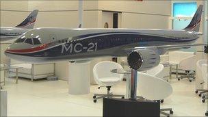 A model of the MS-21 plane
