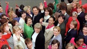 Blair with female Labour MPs in 1997