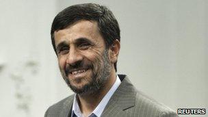 Iranian President Mahmoud Ahmadinejad arrives for an official meeting in Tehran on 15 July 2010