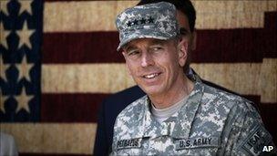 Gen David Petraeus, commander of US and Nato forces in Afghanistan, file pic July 2010